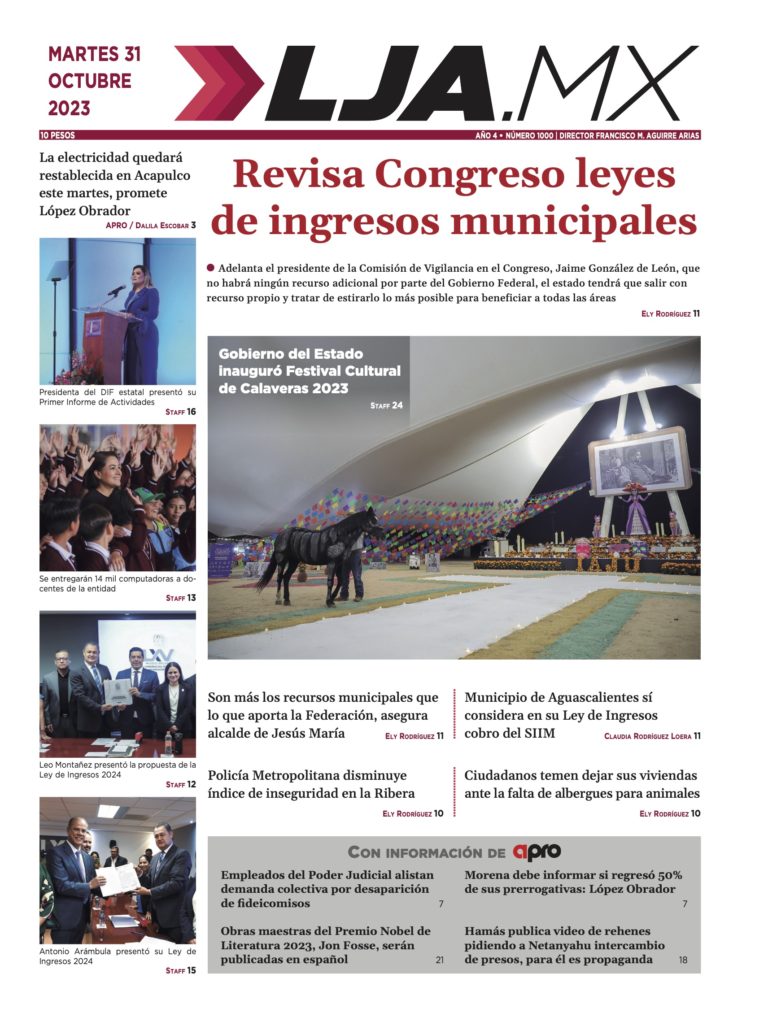 Revisa Congreso leyes de ingresos municipales y más en LJA.MX, edición 31/10/2023