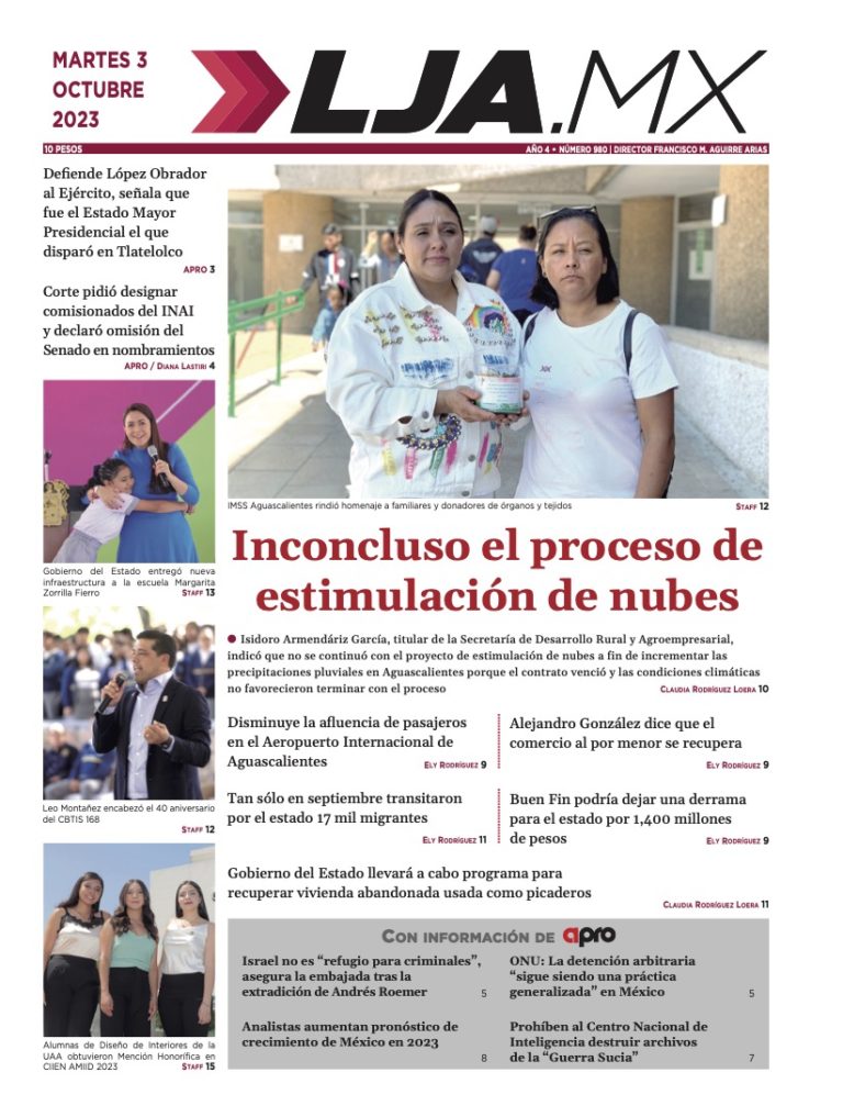 Inconcluso el proceso de estimulación de nubes en Aguascalientes y más en LJA.MX, edición: 03/10/2023