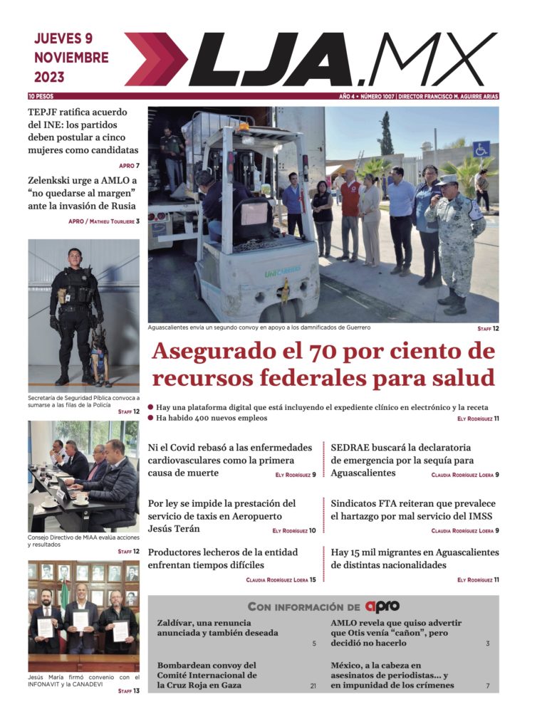 Asegurado el 70 por ciento de recursos federales para salud y más en LJA.MX, edición 09/11/2023