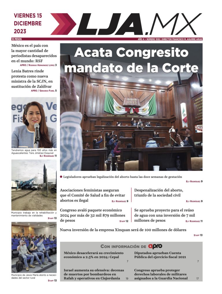 Acata Congresito mandato de la Corte y más en LJA.MX, edición 15/12/2023