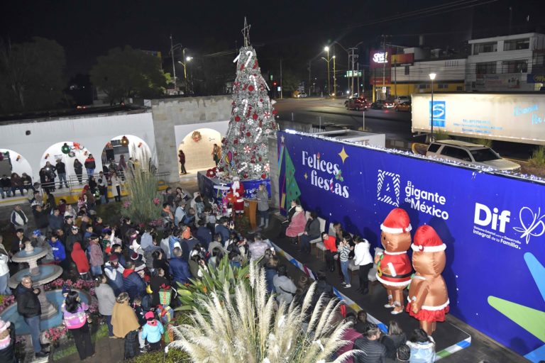 La presidenta del DIF estatal de Aguascalientes encendió el tradicional árbol navideño