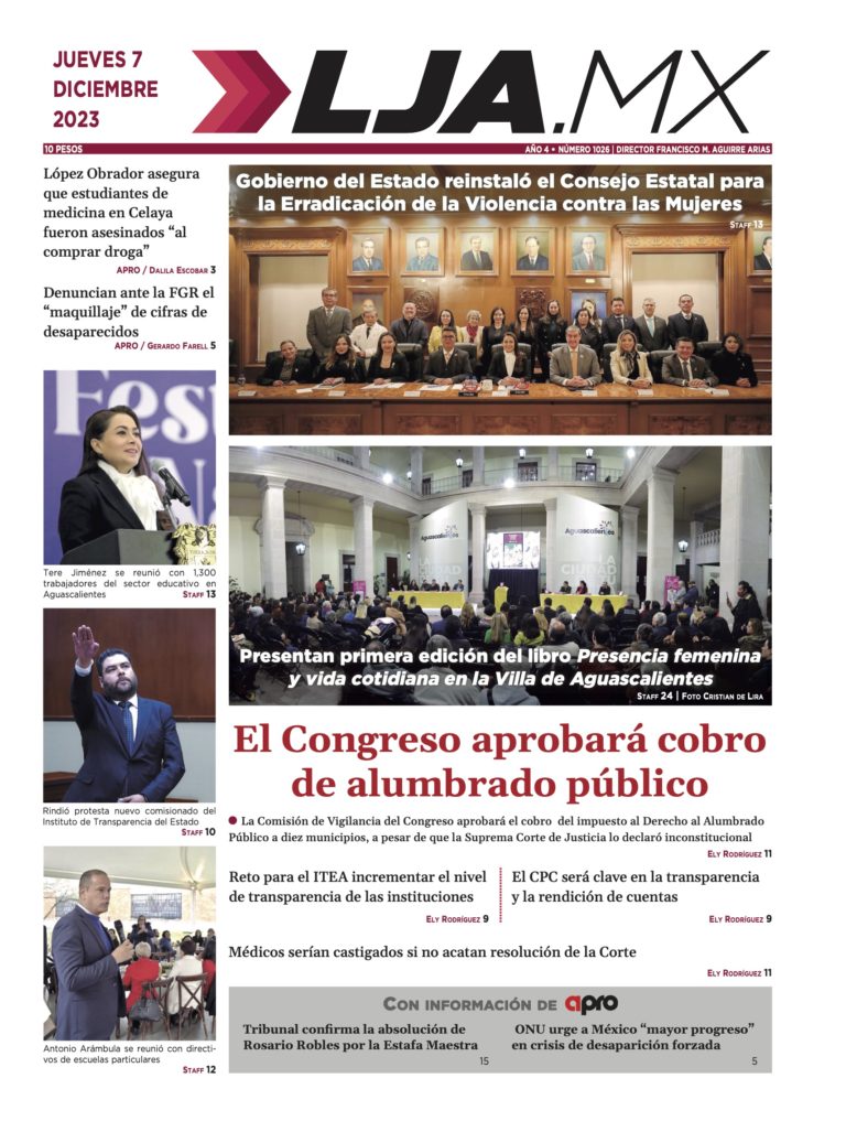 El congreso aprobará cobro del alumbrado público y más en LJA.MX, edición 7/12/2023
