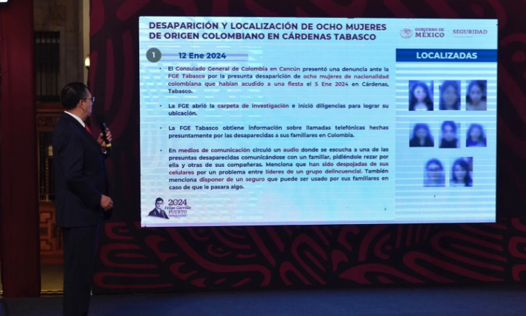 Colombianas eran damas de compañía, no fueron secuestradas: Rodríguez Bucio 