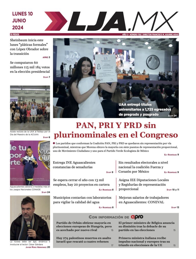 PAN, PRI Y PRD sin plurinominales en el Congreso y más en LJA.MX, edición 10/6/2024