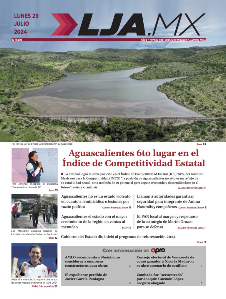 Aguascalientes 6to lugar en el Índice de Competitividad Estatal y más en LJA.MX, edición 29/7/2024