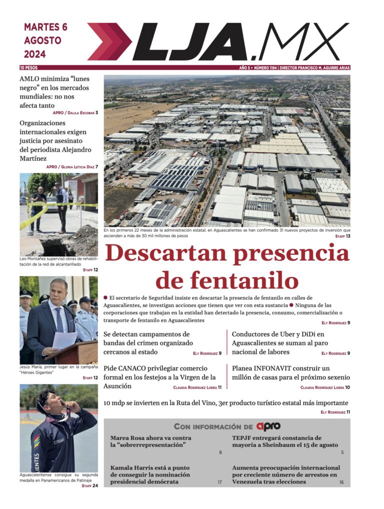 Descartan presencia de fentanilo y más en LJA.MX, edición 6/8/2024