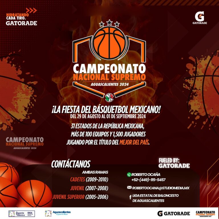 Aguascalientes será sede del Campeonato Nacional de Básquetbol 