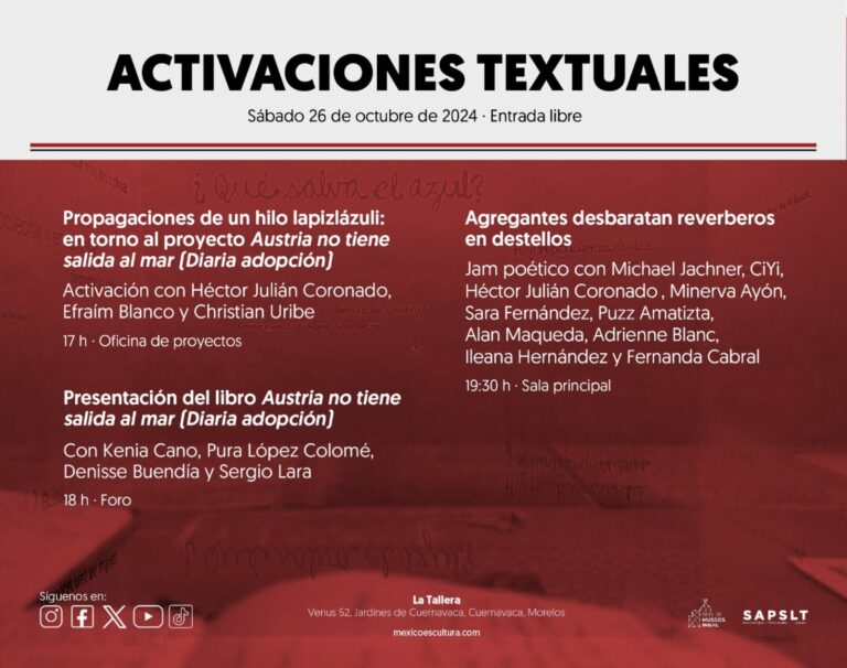 Activaciones, poesía visual y presentación editorial, actividades para todo público en La Tallera