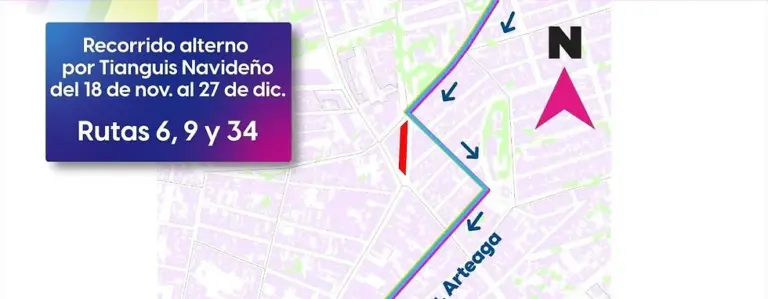 Cambios en ocho rutas por el Tianguis Navideño en aguascalientes