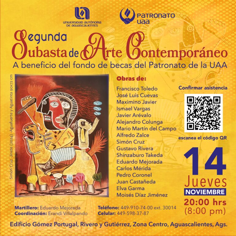 UAA invita a la 2ª Subasta de Arte Contemporáneo en beneficio del fondo de becas