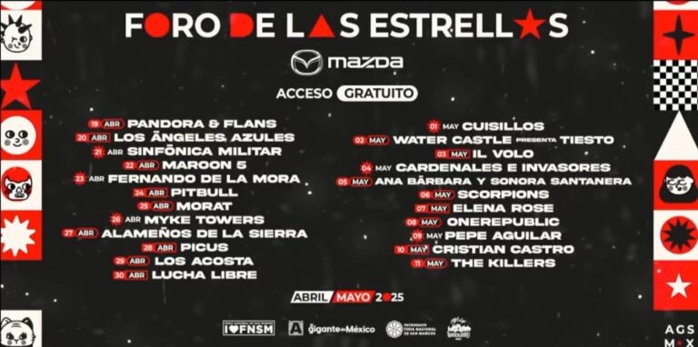 The Killers, OneRepublic, Scorpions: TODOS los artistas de la Feria Nacional de San Marcos 2025 en Aguascalientes