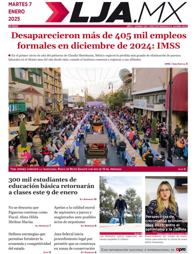 Desaparecieron más de 405 mil empleos formales en diciembre de 2024: IMSS y más en LJA.MX, edición 07/01/2025