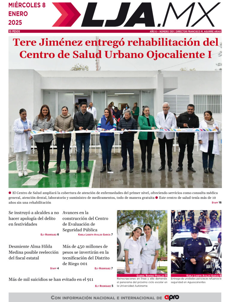 Tere Jiménez entregó rehabilitación del Centro de Salud Urbano Ojocaliente I y más en LJA.MX, edición 08/01/2025
