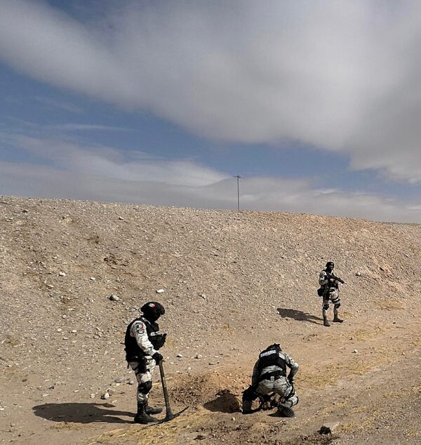 Guardia Nacional realiza excavaciones en la frontera de Ciudad Juárez para detectar túneles