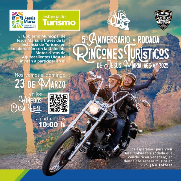 Invita Gobierno de Jesús María a rodada motociclista por atractivos turísticos del municipio