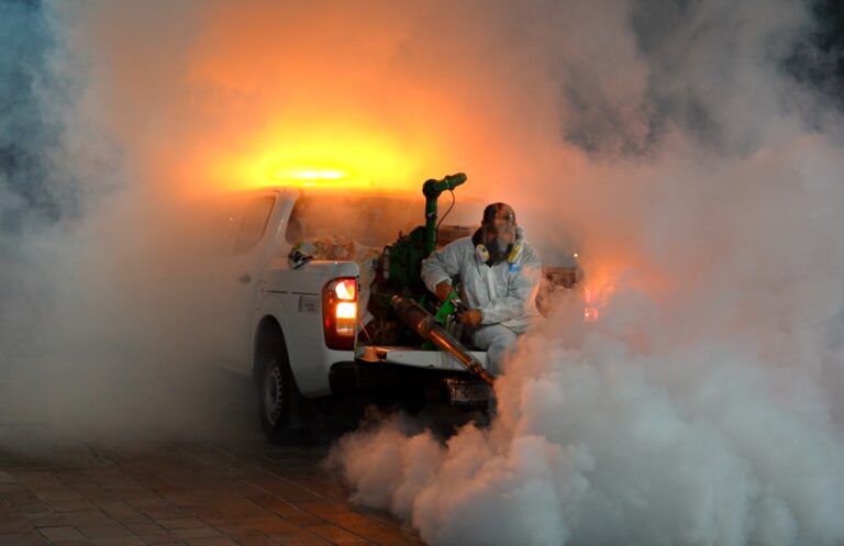 Fumigan perímetro ferial como parte de la campaña para prevenir el dengue