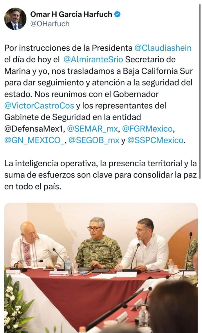Titulares de SSPC  y Marina se reúnen con autoridades de Baja California Sur