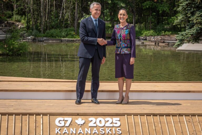 Claudia Sheinbaum propone en G7 Cumbre Mundial por el Bienestar Económico