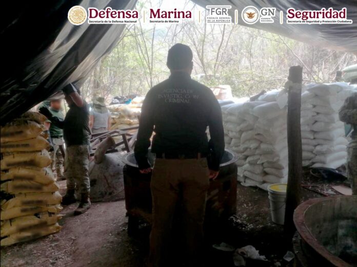 Michoacán, autoridades federales aseguraron un área de concentración para la fabricación de drogas sintéticas