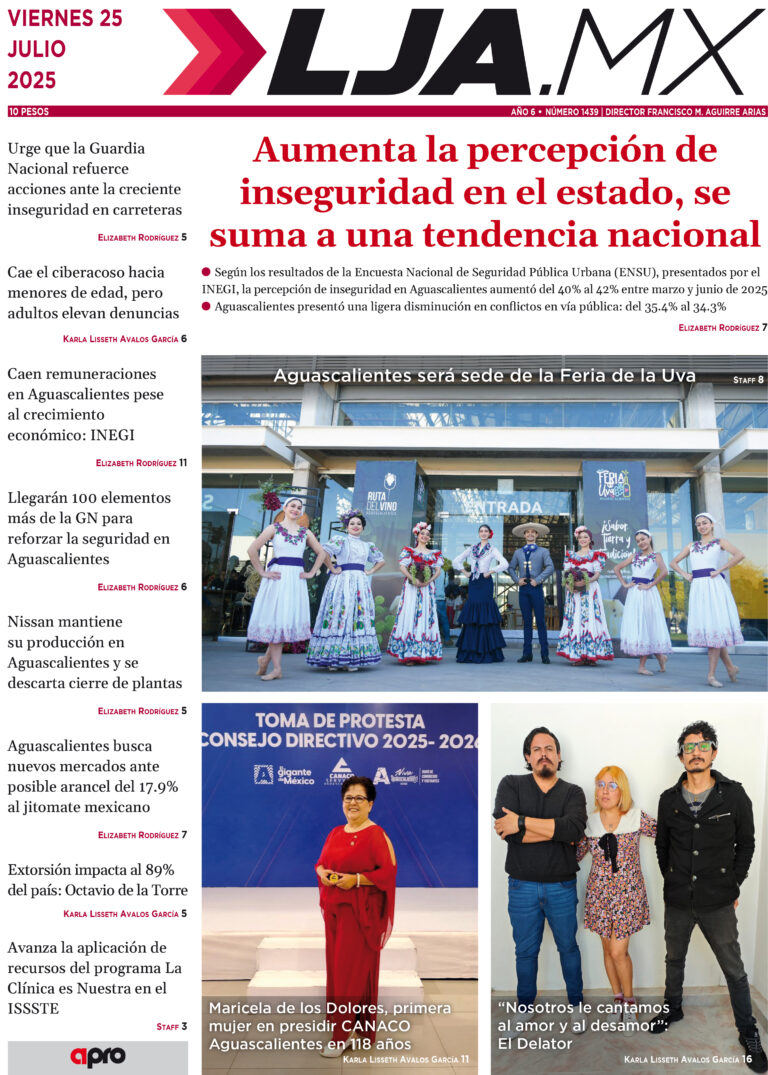 Aumenta la percepción de inseguridad en el estado, se suma a una tendencia nacional y más en LJA.MX, edición 25/7/2025