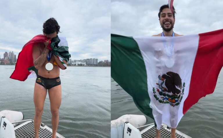 David Olvera rompe récord mundial al nadar alrededor de Manhattan