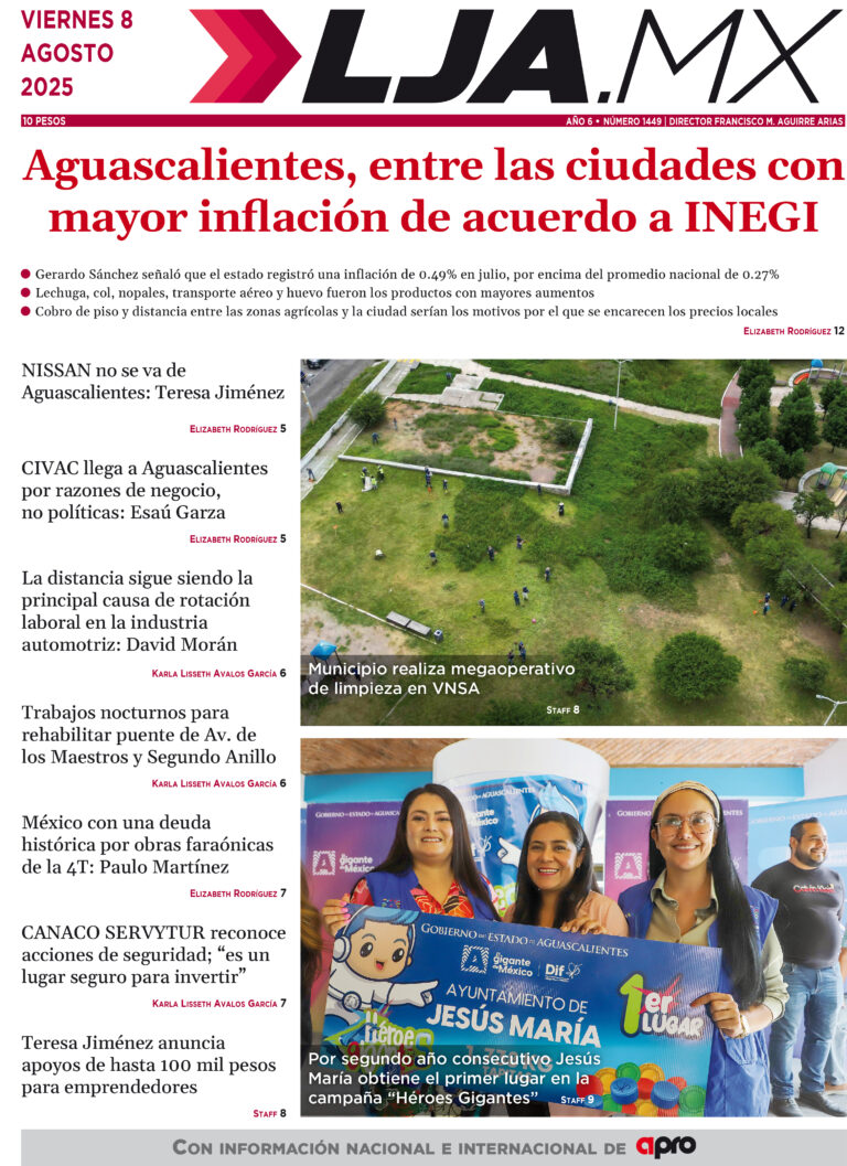 Aguascalientes, entre las ciudades con mayor inflación de acuerdo a INEGI y más en LJA.MX, edición 8/8/2025