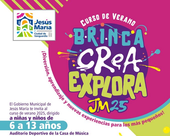 Gobierno de Jesús María invita al curso de verano “Brinca, Crea y Explora”