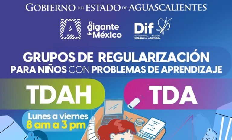 DIF estatal de Aguascalientes ofrece regularización escolar para niños con TDAH