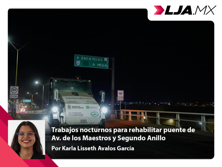 Trabajos nocturnos para rehabilitar puente de Av. de los Maestros y Segundo Anillo en Aguascalientes