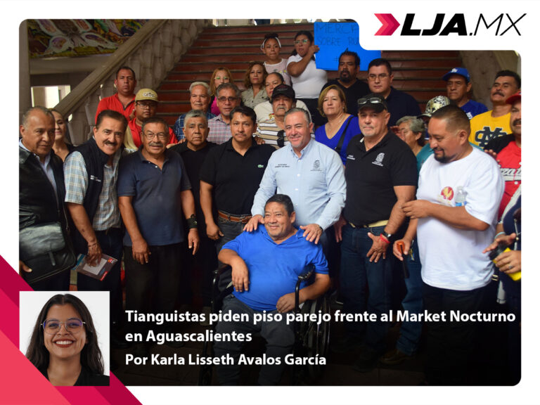 Tianguistas piden piso parejo frente al Market Nocturno en Aguascalientes
