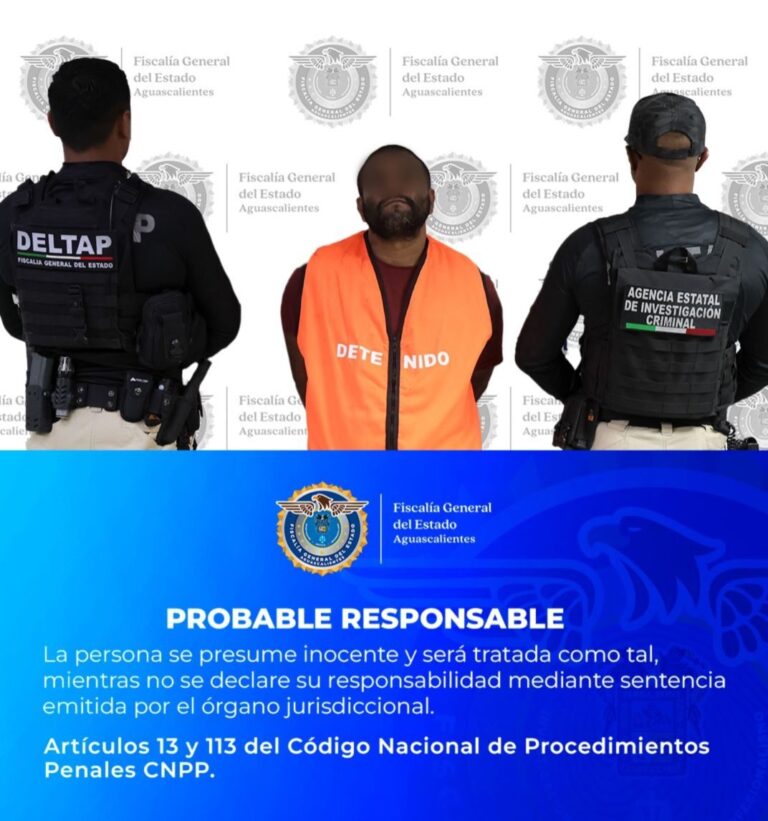 Fiscalía captura a hombre señalado por tentativa de homicidio en la colonia El Plateado en Aguascalientes