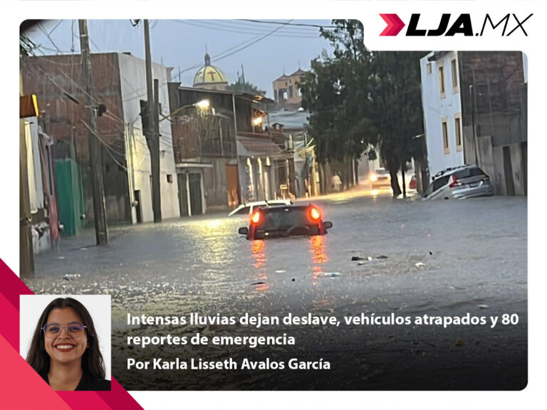 Intensas lluvias dejan deslave, vehículos atrapados y 80 reportes de emergencia en Aguascalientes