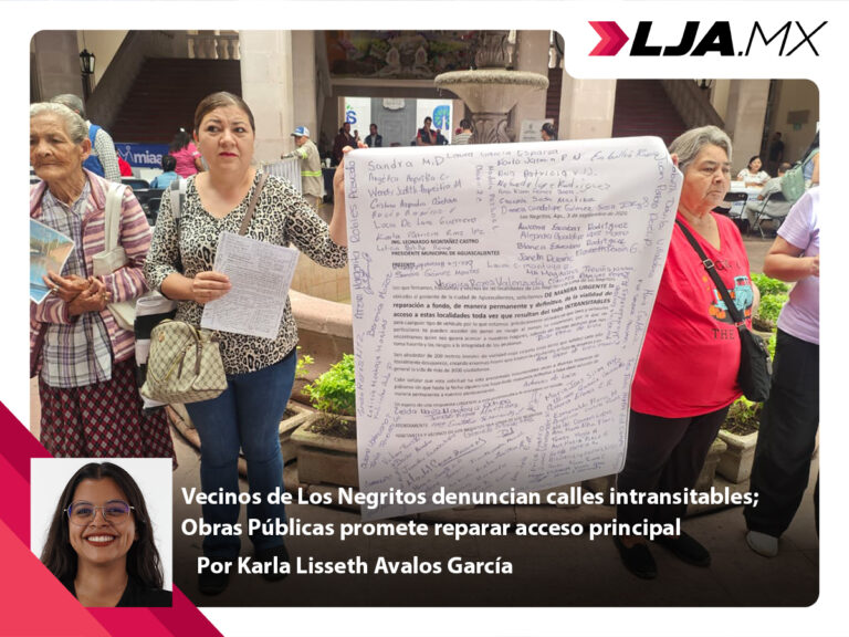 Vecinos de Los Negritos, Aguascalientes denuncian calles intransitables; Obras Públicas promete reparar acceso principal
