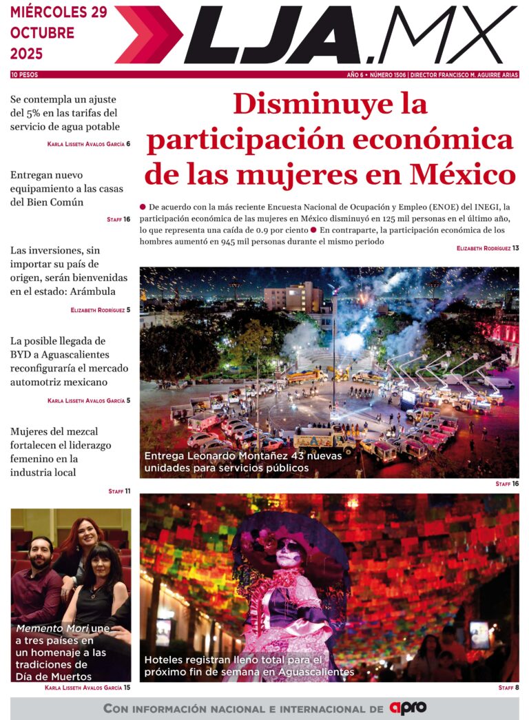 Disminuye la  participación económica de las mujeres en México y más en LJA.MX, edición 29/10/2025