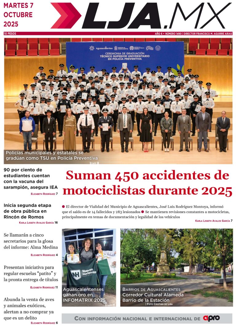 Suman 450 accidentes de motociclistas durante 2025 y más en LJA.MX, edición 7/10/2025
