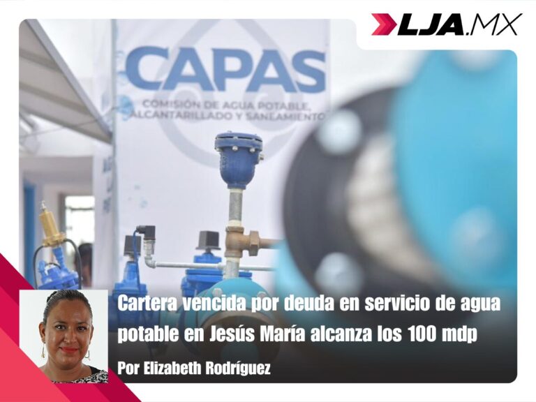 Cartera vencida por deuda en servicio de agua potable en Jesús María alcanza los 100 mdp