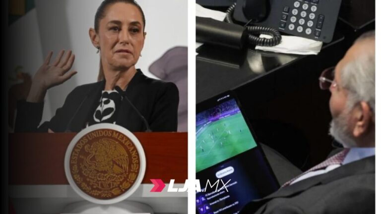 Sheinbaum reacciona sobre Adán Augusto viendo fútbol en plena comparecencia