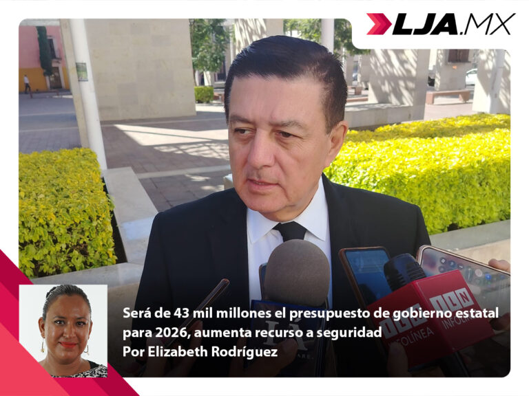 Será de 43 mil millones el presupuesto de gobierno estatal para 2026, aumenta recurso a seguridad en Aguascalientes