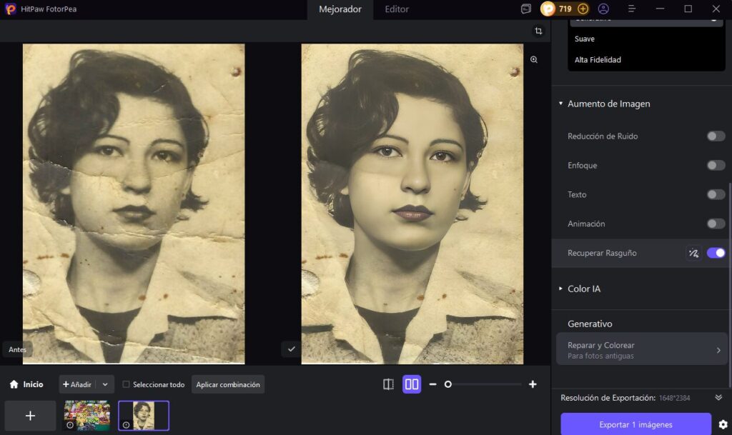 restaurar fotos antiguas con HitPaw FotorPea