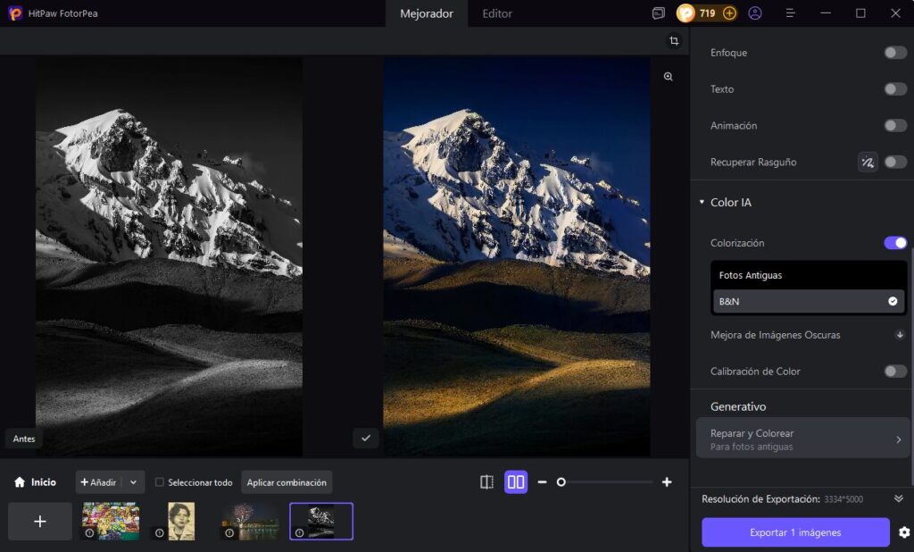 colorear imágenes en blanco y negro con HitPaw FotorPea