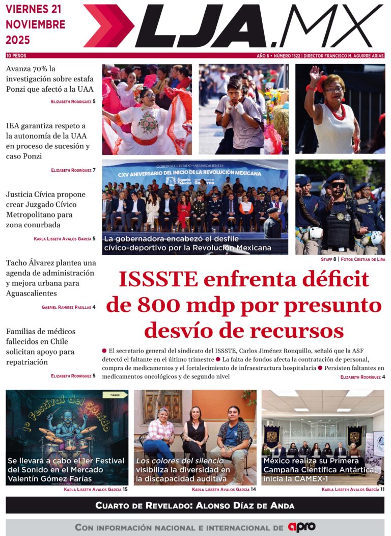 ISSSTE enfrenta déficit de 800 mdp por presunto  desvío de recursos y más en LJA.MX, edición 21/11/2025