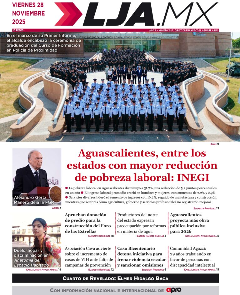 Aguascalientes, entre los estados con mayor reducción de pobreza laboral: INEGI y más en LJA.MX, edición 28/11/2025