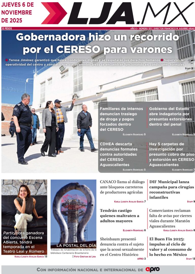 Gobernadora hizo un recorrido por el CERESO para varones y más en LJA.MX, edición 6/11/2025