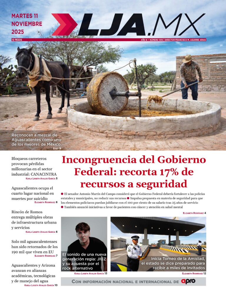 Incongruencia del Gobierno Federal: recorta 17% de recursos a seguridad y más en LJA.MX, edición 11/11/2025