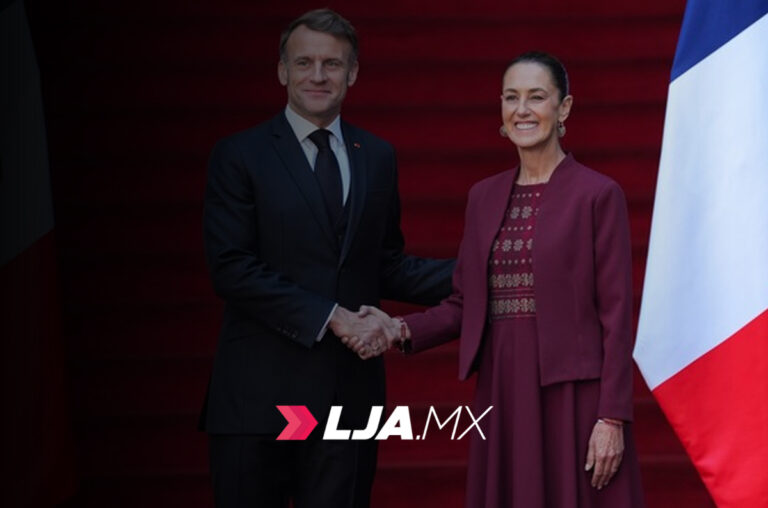 Claudia Sheinbaum recibe a su homólogo de Francia, Emmanuel Macron, en Palacio Nacional