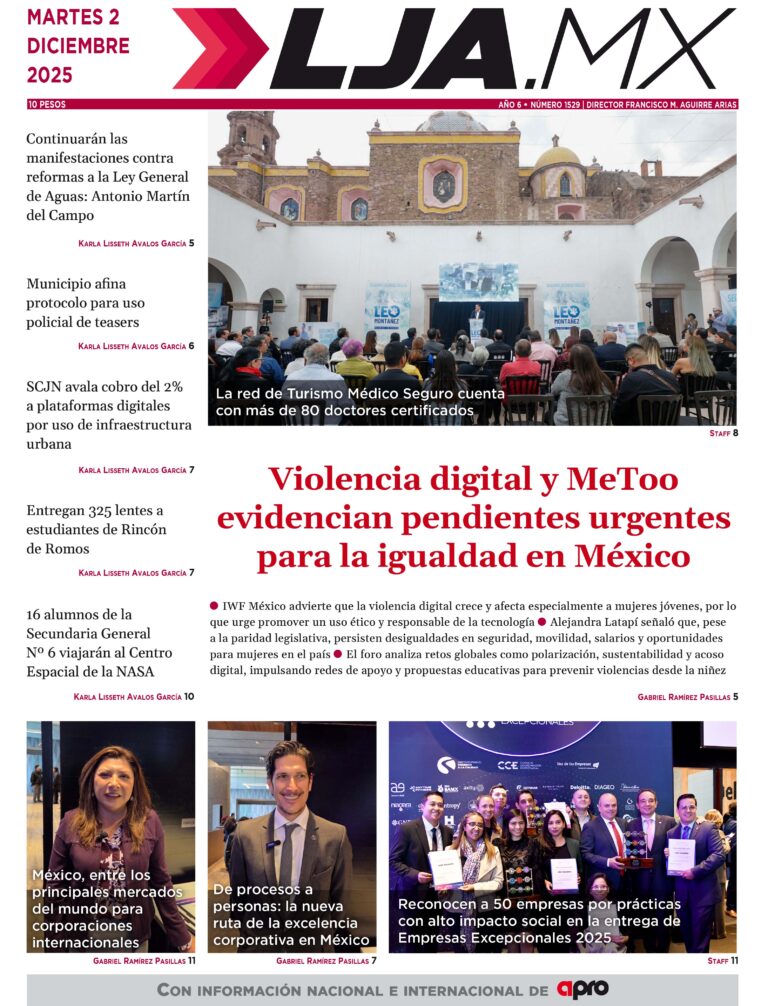 Violencia digital y MeToo  evidencian pendientes urgentes para la igualdad en México y más en LJA.MX, edición 2/12/2025