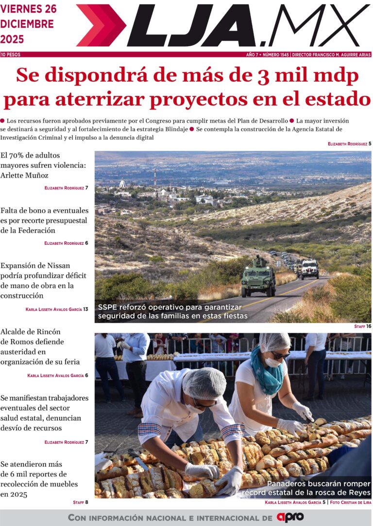 Se dispondrá de más de 3 mil mdp para aterrizar proyectos en el estado y más en LJA.MX, edición 26/12/2025