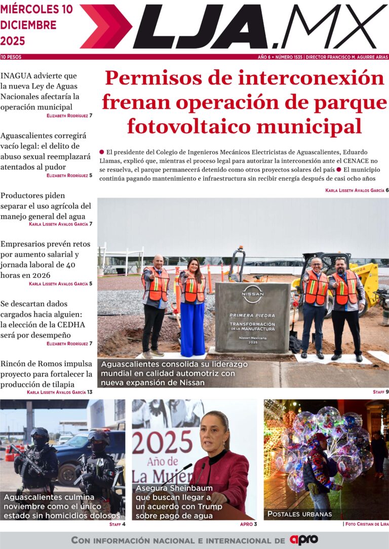 Permisos de interconexión frenan operación de parque fotovoltaico municipal y más en LJA.MX, edición 10/12/2025