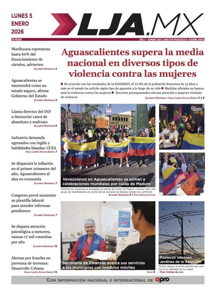Aguascalientes supera la media nacional en diversos tipos de violencia contra las mujeres y más en LJA.MX, edición 05/01/2026