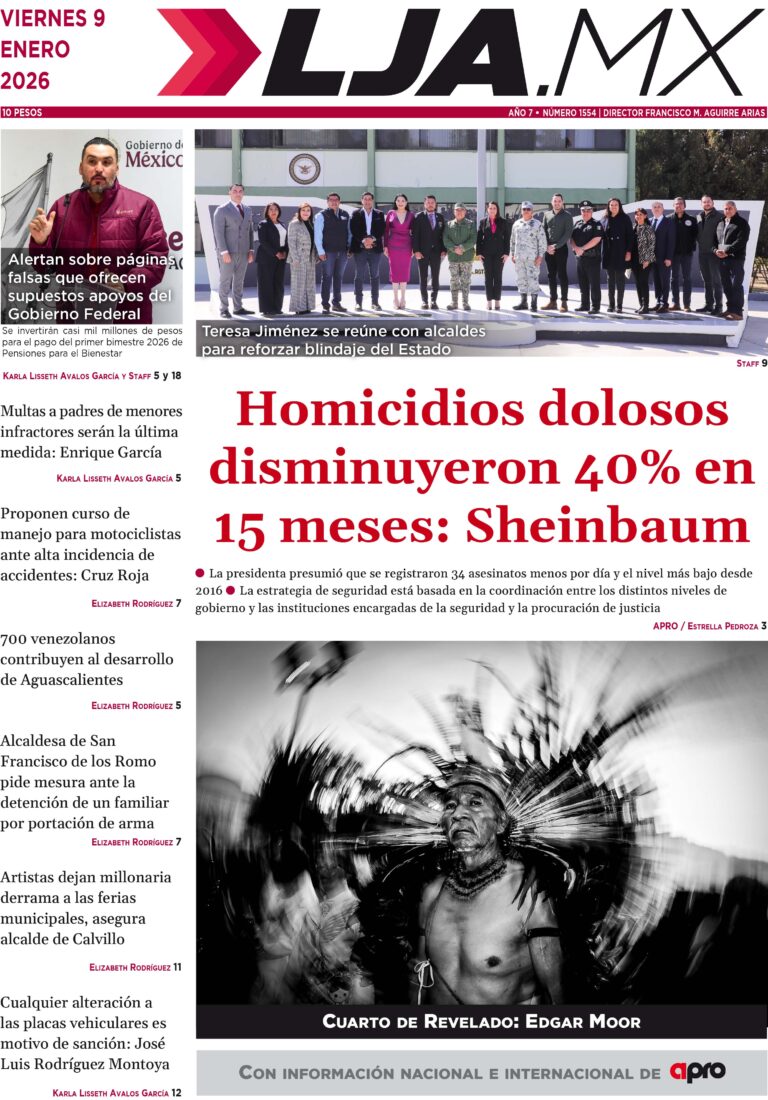 Homicidios dolosos disminuyeron 40% en 15 meses: Sheinbaum y más en LJA.MX, edición 09/01/2026